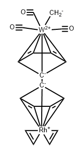 2,2,2-tricarbonyl-1,1-bis(ethylene)-mu-(eta(5),eta(5)-fulvalene)-2-methylrhodiumtungsten 结构式