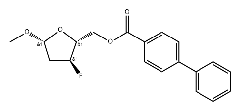 甲基 2,3-二脱氧-3-氟-BETA-D-赤式-呋喃戊糖苷 [1,1'-联苯]-4-羧酸酯 结构式