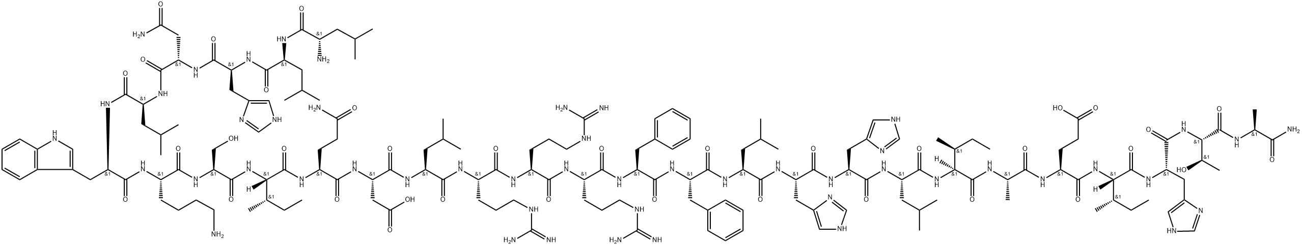 H-LEU-LEU-HIS-ASN-LEU-D-TRP-LYS-SER-ILE-GLN-ASP-LEU-ARG-ARG-ARG-PHE-PHE-LEU-HIS-HIS-LEU-ILE-ALA-GLU-ILE-HIS-THR-ALA-NH2 结构式