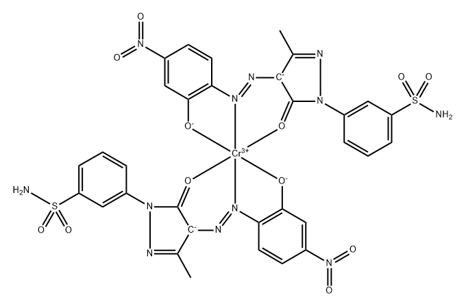 Chromate(1-), bis[3-[4,5-dihydro-4-[[2-(hydroxy-κO)-4-nitrophenyl]azo-κN2]-3-methyl-5-(oxo-κO)-1H-pyrazol-1-yl]benzenesulfonamidato(2-)]- 结构式