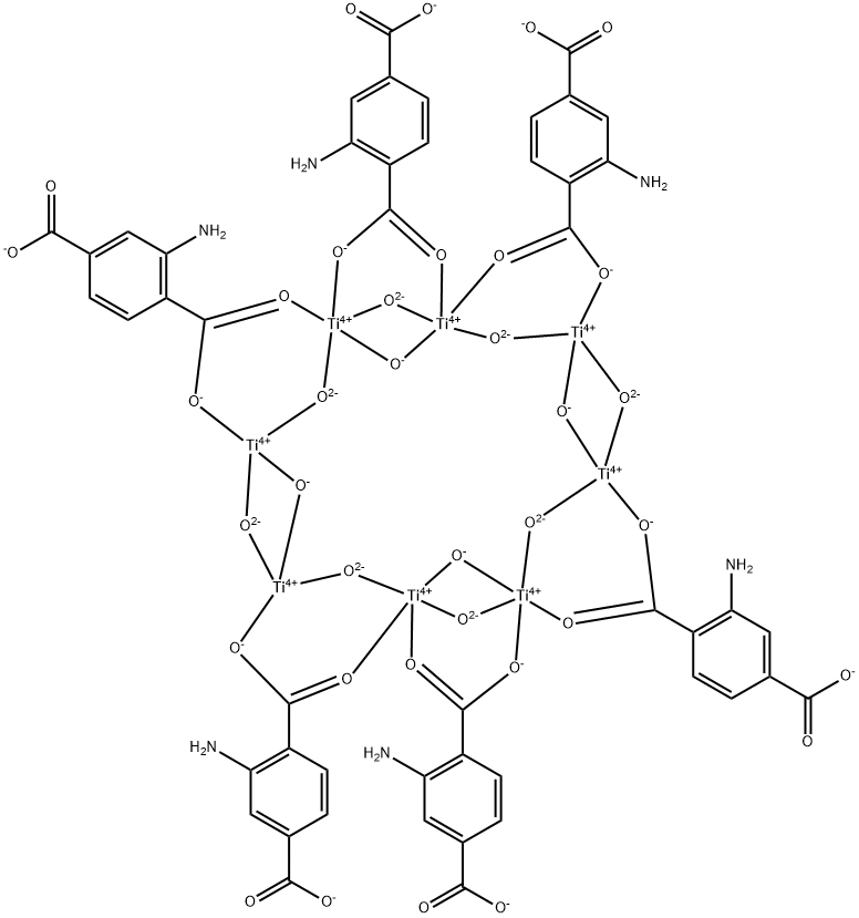 六[I-(2-氨基-1,4-苯二甲酸基)][四-羟基辛-1-氧代辛钛],NH2-MIL-125(TI),AYRSORBT125 结构式
