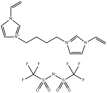 3,3'-(丁烷-1,4-二基)双(1-乙烯基-3-咪唑鎓)双(三氟甲磺酰)亚胺 结构式