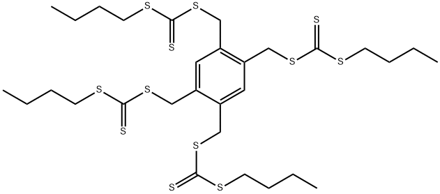 苯 -1,2,4,5-四(亚甲基)四丁基四(三硫代碳酸酯) 结构式