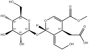 (2S)-3-[(E)-2-Hydroxyethylidene]-2β-(β-D-glucopyranosyloxy)-2,3-dihydro-5-(methoxycarbonyl)-4H-pyran-4α-acetic acid 结构式