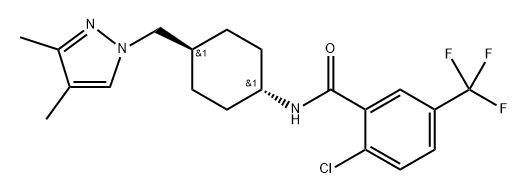 Benzamide,2-chloro-N-[trans-4-[(3,4-dimethyl-1H-
pyrazol-1-yl)methyl]cyclohexyl]-5-(trifluoromethyl)- 结构式