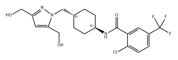 Benzamide,N-[trans-4-[[3,5-bis(hydroxymethyl)-1H-pyrazol
-1-yl]methyl]cyclohexyl]-2-chloro-5-(trifluoromethyl)- 结构式