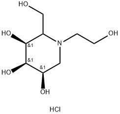 N-(2-Hydroxyethyl)-1-deoxygalactonojirimycin Hydrochloride 结构式