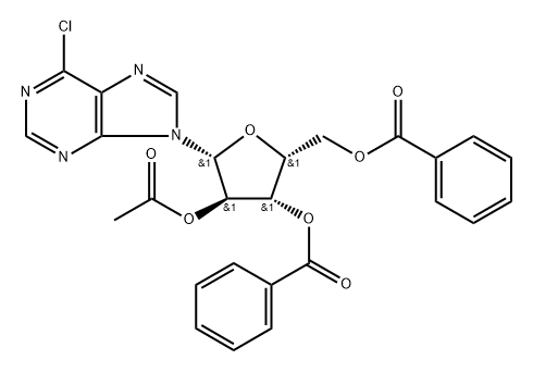 化合物 6-CHLORO-PURINE-9-B-D-(2-O-ACETYL-3,5-DI-O-BENZOYL)XYLO-FURANOSIDE 结构式