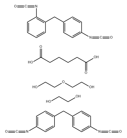 Hexanedioic acid, polymer with 1,2-ethanediol, 1-isocyanato-2-[(4-isocyanatophenyl) methyl]benzene, 1,1'-methylenebis[4-isocyanatobenzene] and 2,2'-oxybis[ethanol] 结构式