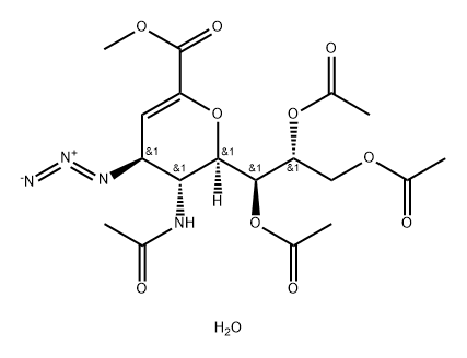 7,8,9-三-O-乙酰基-N-乙酰基-2,4-二脱氧-2,3-脱氢-4Α-叠氮基-D-神经氨酸甲酯 结构式