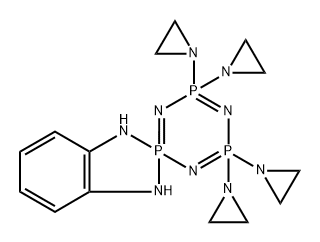 4',4',6',6'-Tetrakis(1-aziridinyl)-1,3,4',4',6',6'-hexahydrospiro(2H-1,3,2-benzodiazaphosphole- 2,2'-λ5(1,3,5,2,4,6) triazatriphosphorine)  结构式