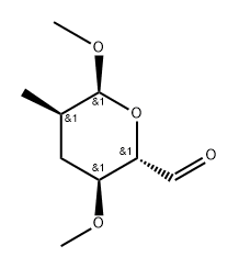 Methyl 2,3-dideoxy-2-methyl-4-O-methyl-a-D-ribo-hexodialdo-1,5-pyranoside 结构式