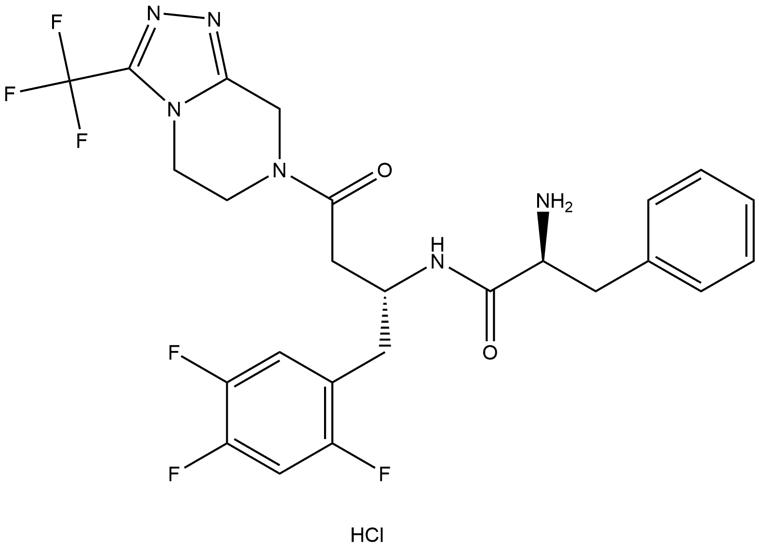 化合物 SITAGLIPTIN FENILALANIL HYDROCHLORIDE 结构式