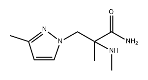 2-甲基-3-(3-甲基-1H-吡唑-1-基)-2-(甲基氨基)丙酰胺 结构式