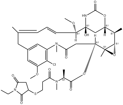 Maytansine, N2'-deacetyl-N2'-[3-[(1-ethyl-2,5-dioxo-3-pyrrolidinyl)thio]-1-oxopropyl]- 结构式