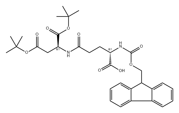 L-?Aspartic acid, N-?[(9H-?fluoren-?9-?ylmethoxy)?carbonyl]?-?L-?γ-?glutamyl-?, 21,?24-?bis(1,?1-?dimethylethyl) ester 结构式