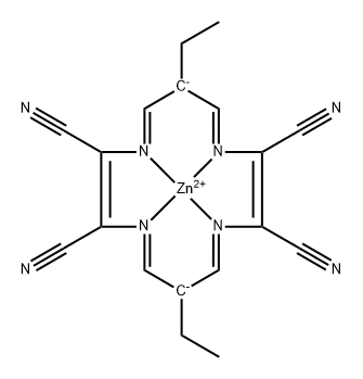 Zinc, 6,13-diethyl-1,4,8,11-tetraazacyclotetradeca-2,4,7,9,11,14-hexaene-2,3,9,10-tetracarbonitrilato(2-)-N1,N4,N8,N11-, (SP-4-1)- 结构式