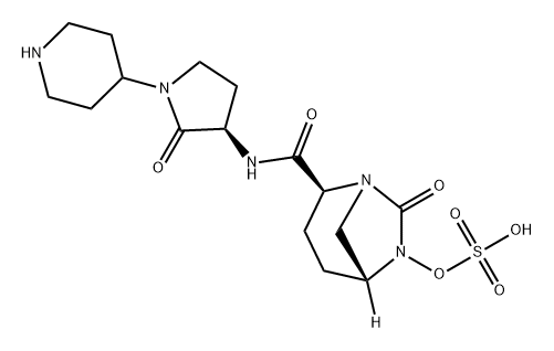 (2S,5R)-7-OXO-N-[(3R)-1-PIPERIDIN-4-YL-2-OXOPYRROLIDIN-3-YL]-6-(SULFOOXY)-1,6-DIAZABICYCLO[3.2.1]OCT 结构式