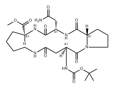 butyloxycarbonyl-cyclo(aspartyl-prolyl-asparaginyl-lysyl) methyl ester 结构式