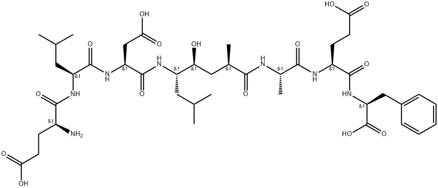 H-GLU-LEU-ASP-[(2R,4S,5S)-5-AMINO-4-HYDROXY-2,7-DIMETHYL-OCTANOYL]-ALA-GLU-PHE-OH 结构式