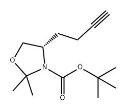 tert-butyl (S)-4-(but-3-yn-1-yl)-2,2-dimethyloxazolidine-3-carboxylate 结构式