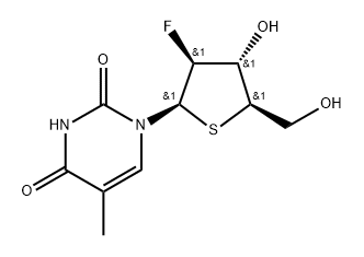 2’-Deoxy-2’-fluoro-5-methyl-4’-thio-beta-D-arabinouridine 结构式