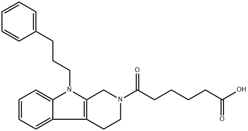 6-Oxo-6-[9-(3-phenyl-propyl)-1,3,4,9-tetrahydro-b-carbolin-2-yl]-hexanoic acid 结构式