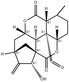 11bH-5a,8-Methano-5H-4,10-dioxacyclohepta[cd]phenalene-11b-carboxaldehyde, dodecahydro-6-hydroxy-1,1-dimethyl-7-methylene-5,11-dioxo-, (3aS,5aS,6R,8S,9aS,11aR,11bR,11cS)- 结构式