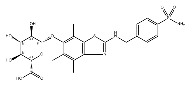 -bta--D-Glucopyranosiduronic  acid,  2-[[[4-(aminosulfonyl)phenyl]methyl]amino]-4,5,7-trimethyl-6-benzothiazolyl  (9CI) 结构式
