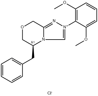 8H-1,2,4-Triazolo[3,4-c][1,4]oxazinium, 2-(2,6-dimethoxyphenyl)-5,6-dihydro-5-(phenylmethyl)-, chloride (1:1), (5S)- 结构式
