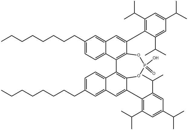 (R)-6,6'-二辛基-3,3'-双(2,4,6-三异丙基苯基)-1,1'-联萘磷酸 结构式