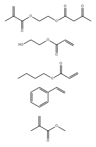 Butanoic acid, 3-oxo-, 2-(2-methyl-1-oxo-2-propenyl)oxyethyl ester, polymer with butyl 2-propenoate, ethenylbenzene, 2-hydroxyethyl 2-propenoate and methyl 2-methyl-2-propenoate 结构式