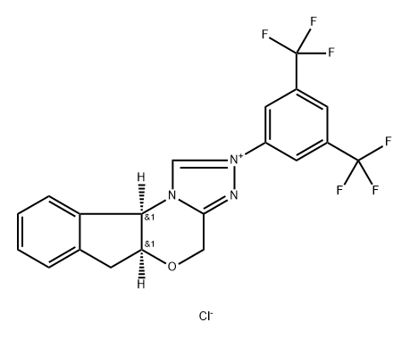 4H,6H-Indeno[2,1-b][1,2,4]triazolo[4,3-d][1,4]oxazinium, 2-[3,5-bis(trifluoromethyl)phenyl]-5a,10b-dihydro-, chloride (1:1), (5aS,10bR)- 结构式