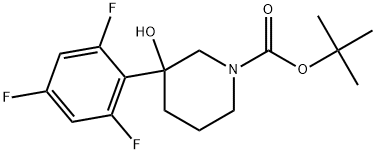 1,1-Dimethylethyl 3-hydroxy-3-(2,4,6-trifluorophenyl)-1-piperidinecarboxylate 结构式