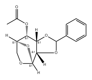 .beta.-L-Allopyranose, 1,6-anhydro-2,3-O-(phenylmethylene)-, acetate 结构式
