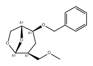 .beta.-D-ribo-Hexopyranose, 1,6-anhydro-2,3-dideoxy-2-(methoxymethyl)-4-O-(phenylmethyl)- 结构式