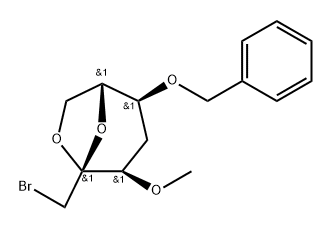 .beta.-D-ribo-2-Heptulopyranose, 2,7-anhydro-1-bromo-1,4-dideoxy-3-O-methyl-5-O-(phenylmethyl)- 结构式
