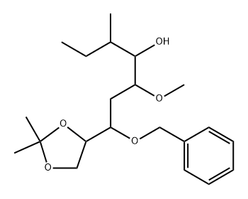 D-allo-Nonitol, 1,2,3,6-tetradeoxy-3-methyl-5-O-methyl-8,9-O-(1-methylethylidene)-7-O-(phenylmethyl)-, (3.xi.)- 结构式