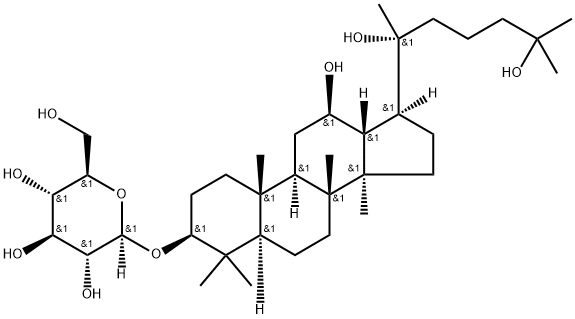 3-O-Β-D-吡喃葡萄糖基-3Β,12Β,20(R),25-四羟基达玛烷 结构式