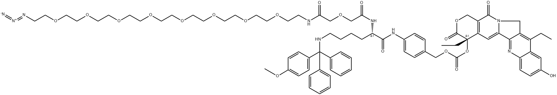 化合物 SN38-PAB-LYS(MMT)-OXYDIACETAMIDE-PEG8-N3 结构式