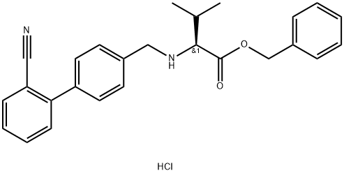 L-Valine, N-[(2'-cyano[1,1'-biphenyl]-4-yl)methyl]-, phenylmethyl ester, hydrochloride (1:1) 结构式