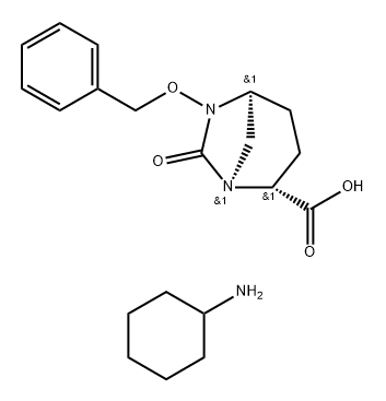 1,6-Diazabicyclo[3.2.1]octane-2-carboxylic acid, 7-oxo-6-(phenylmethoxy)-, compd. with cyclohexanamine (1:1), (1S,2R,5S)- 结构式