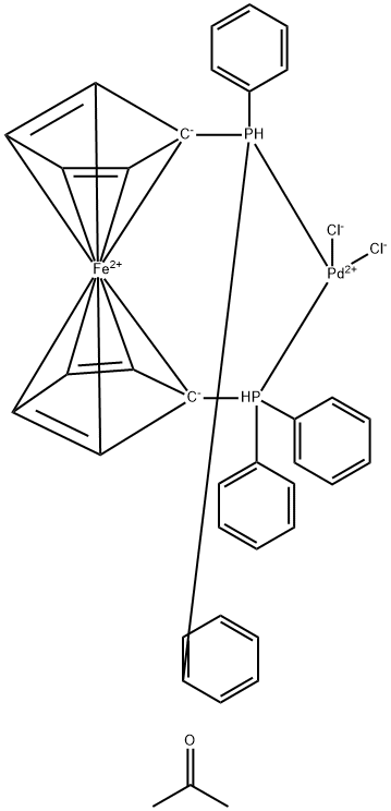 [1,1′-双(二苯基膦)二茂铁]二氯化钯(II)丙酮络合物 结构式