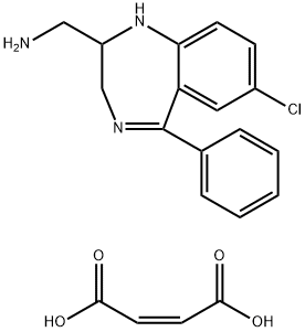 2-氨基甲基-7-氯-2,3-二氢-5-苯基-1H-1,4-苯二氮卓二马来酸酯 结构式