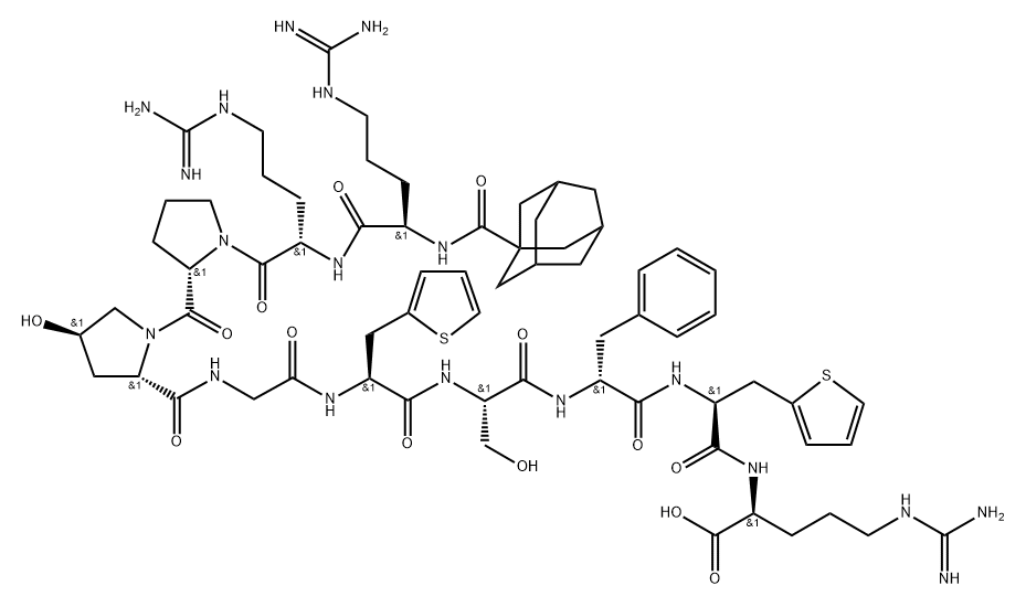 bradykinin, 1-adamantanecarboxylic acid-Arg(0)-Hyp(3)-Thi(5,8)-Phe(7)- 结构式
