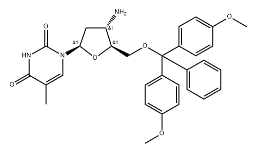 3'-Amino-3'-deoxy-5'-O-DMT-thymidine 结构式