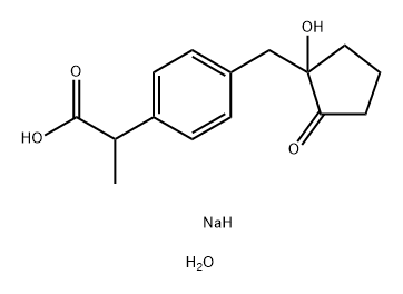 Benzeneacetic acid, 4-[(1-hydroxy-2-oxocyclopentyl)methyl]-α-methyl-, sodium salt, hydrate (1:1:2) 结构式