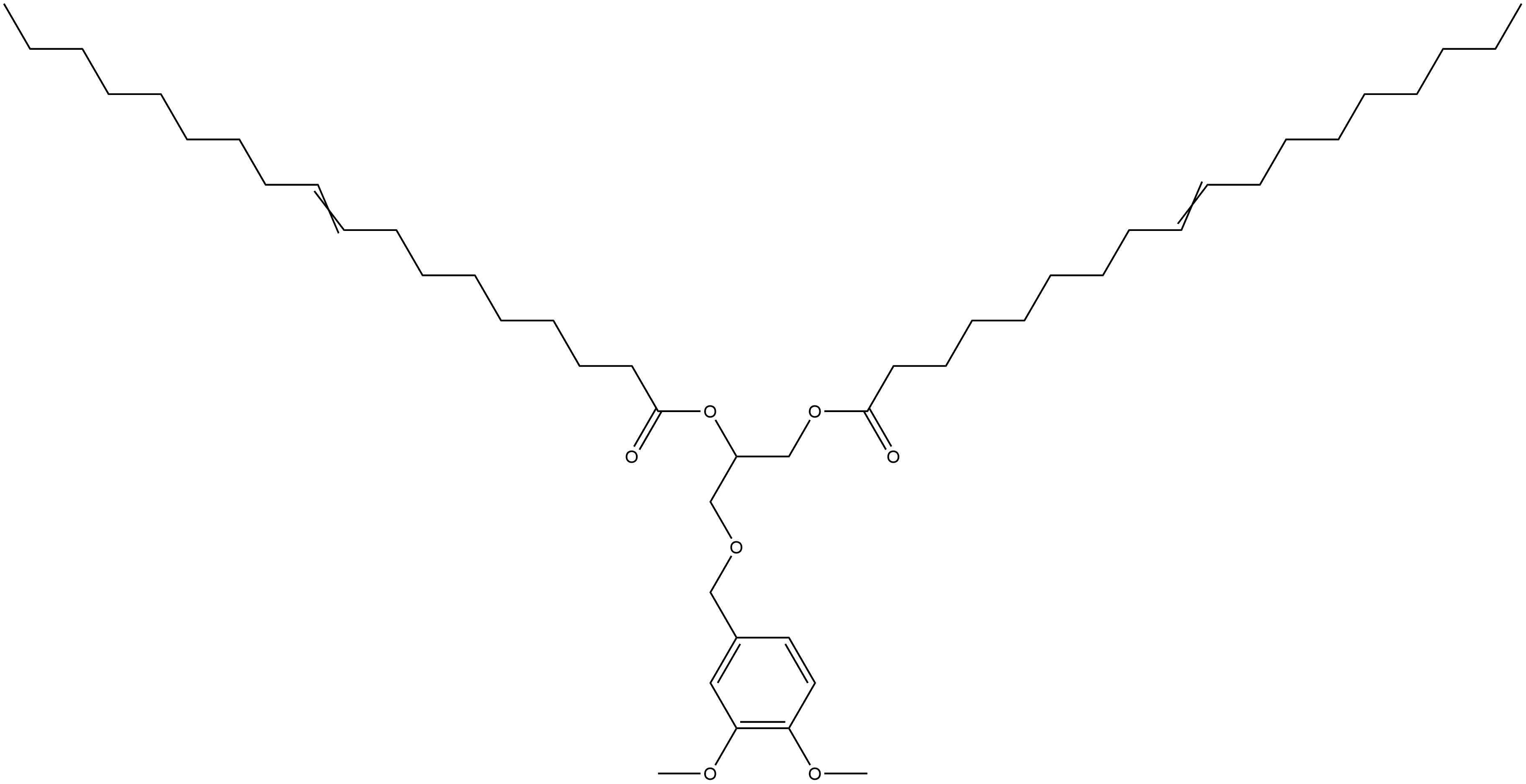 9-Octadecenoic acid (9Z)-, (1S)-1-[[(3,4-dimethoxyphenyl)methoxy]ethyl]-1,2-ethanediyl ester (9CI) 结构式