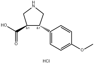 反式-4-(4-甲氧基苯基)吡咯烷-3-羧酸盐酸盐 结构式