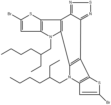 Dithieno[2',3':4,5]pyrrolo[3,2-e:2',3'-g][2,1,3]benzothiadiazole, 2,8-dibromo-10,11-bis(2-ethylhexyl)-10,11-dihydro- 结构式